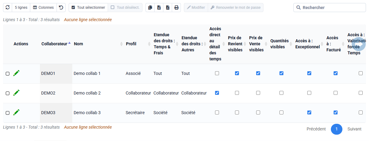 Capture Tempolia : Les droits MCP à vérifier dans les logins collaborateurs.